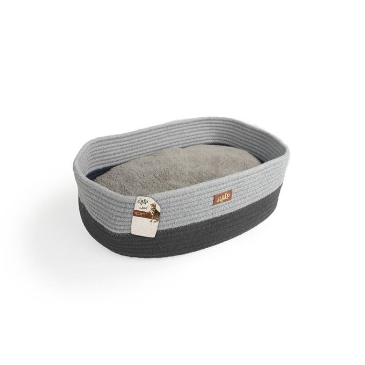 Oval Rope Pet Bed Grey