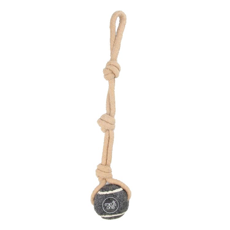 Dog Toy - Tennis Ball Rope– Single Grey_thumbnail_0