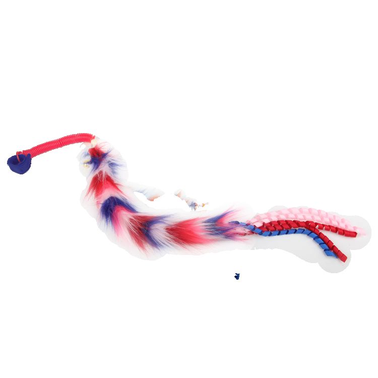 Cat Toy - Furry Ball Fluffy Spring with Finger Ring – Red_thumbnail_0