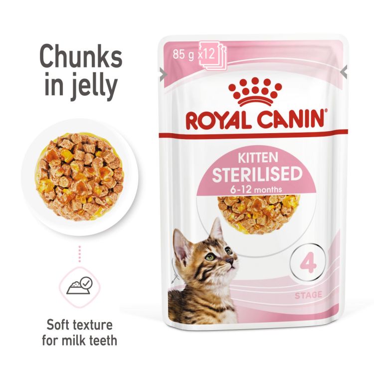 Royal Canin Kitten Sterilised Jelly (Wet Food - Pouches) 12 x 85 g_thumbnail_0